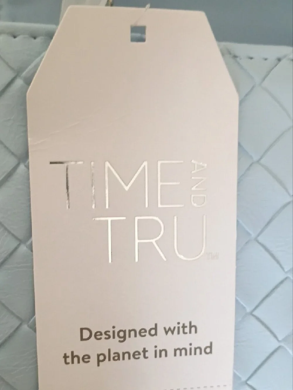 Time and Tru White Woven Clutch Wallet with Silver Hardware